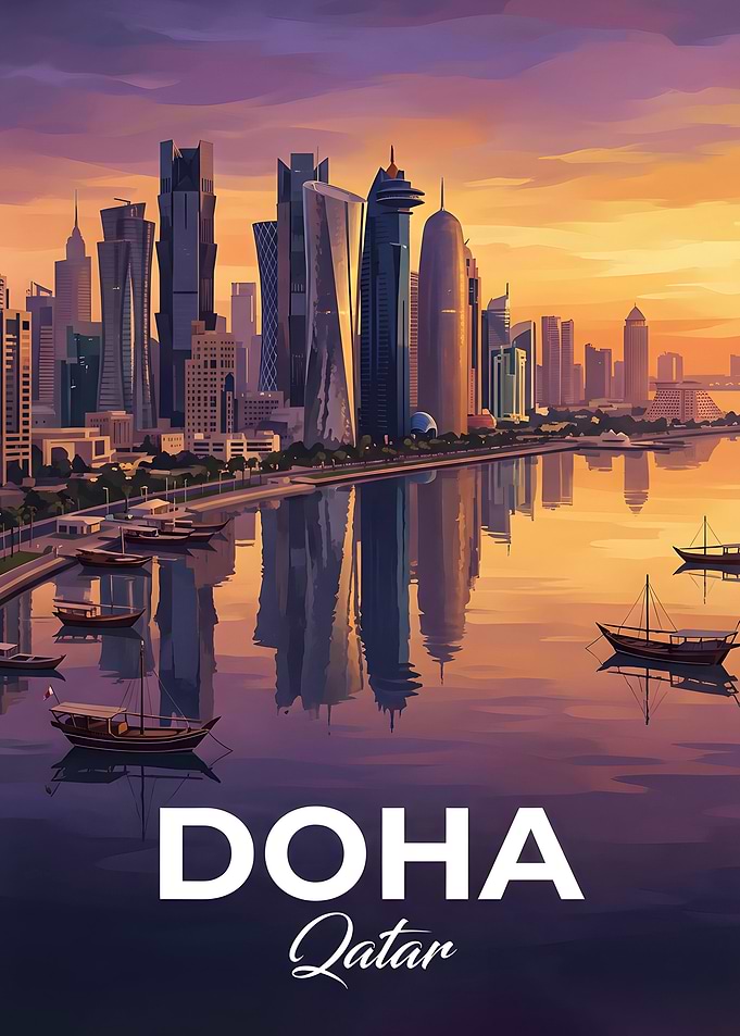 Doha, Qatar Skyline at Sunset