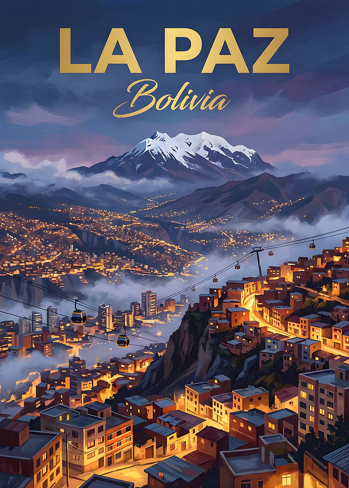 La Paz Bolivia Cityscape with Mountains