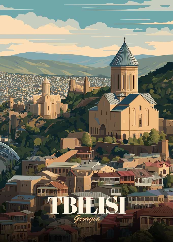 Tbilisi Georgia Cityscape Illustration