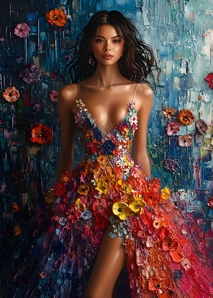 Woman in a floral dress
