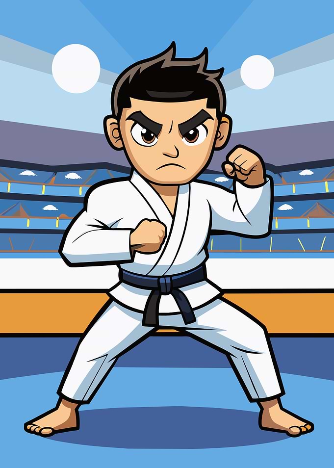 Karateka in fighting stance