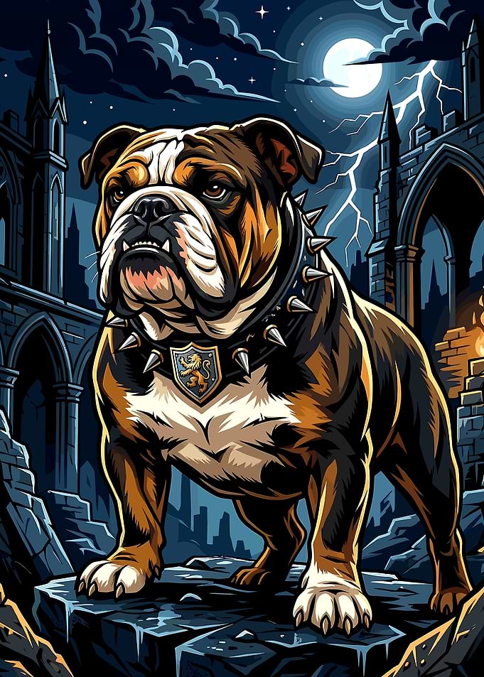 Bulldog in Spiked Collar