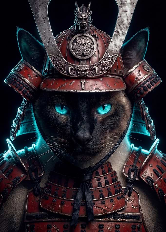 The Crimson Guard Siamese Cat Samurai Warrior