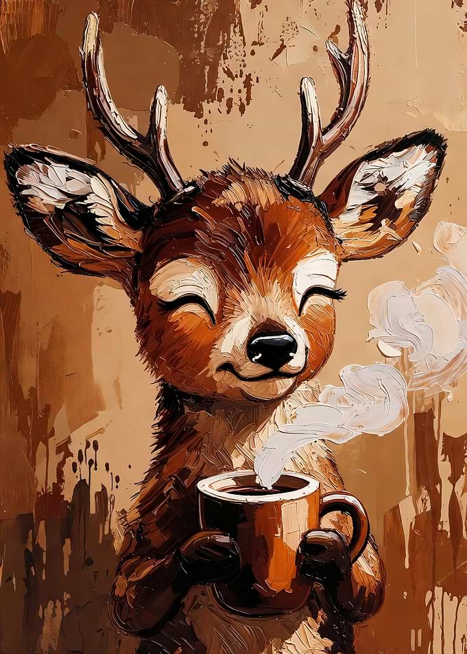 Deer Enjoying Coffee