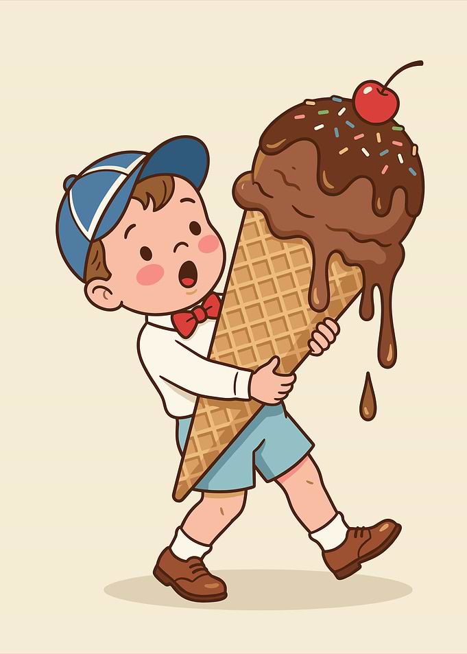 Boy with Giant Chocolate Ice Cream Cone