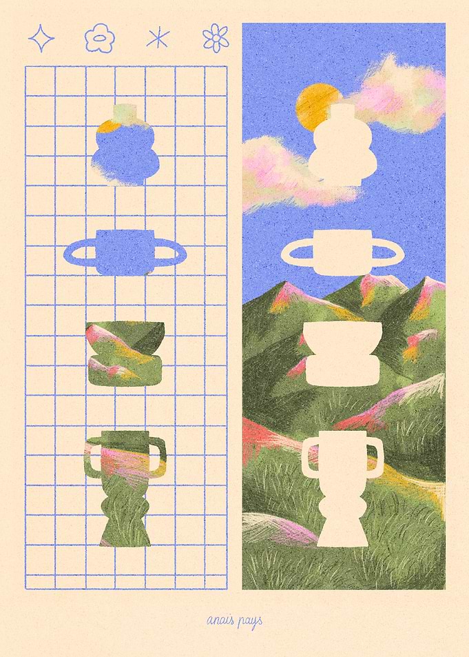 Abstract Landscape with Vases