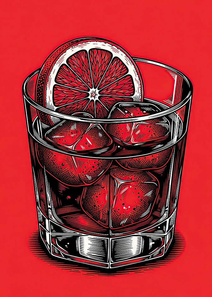 Red Cocktail with Orange Slice