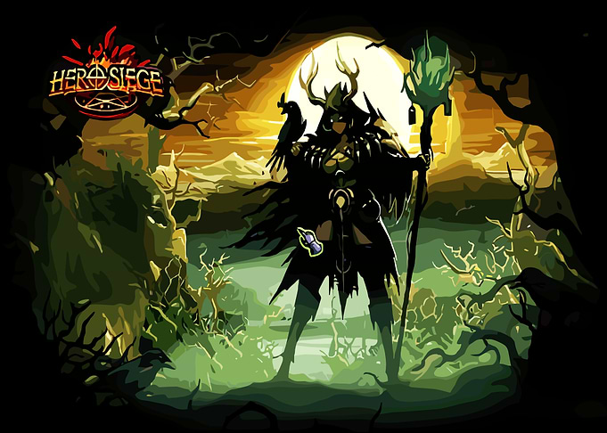Hero Siege Witch with Staff and Raven