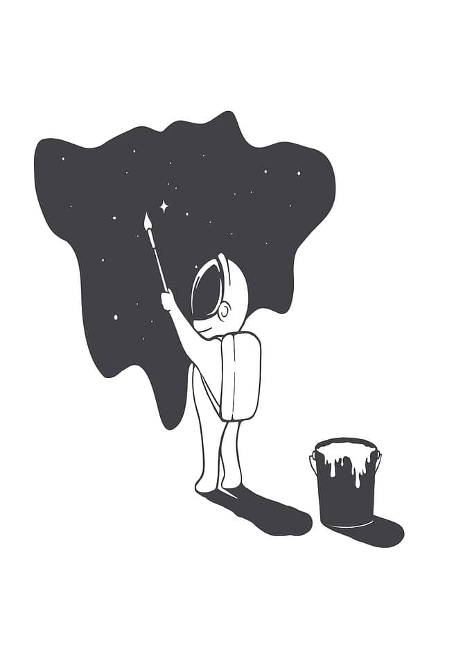 Astronaut painting the night sky