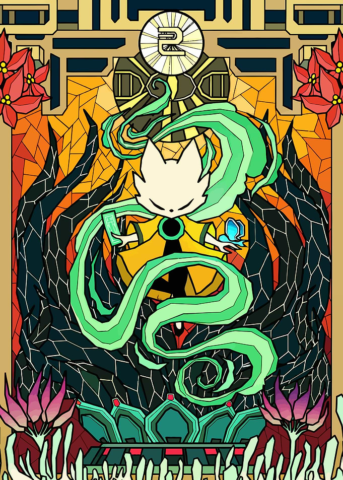 Mystical Fox Character with Flowing Energy
