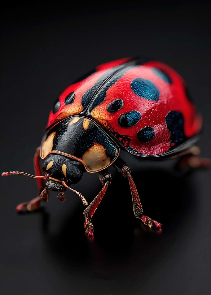 Close-up of a Red and Blue Ladybug