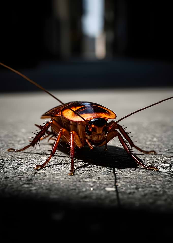 Close-up of a Cockroach on Pavement