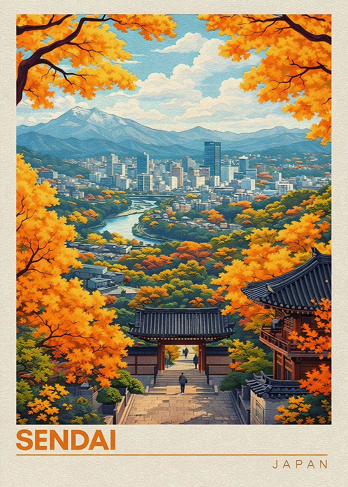 Sendai Cityscape in Autumn