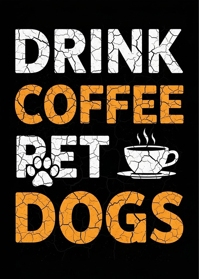 Drink Coffee Pet Dogs Text Art