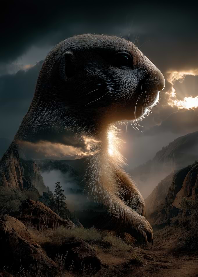 Double Exposure Prairie Dog Landscape