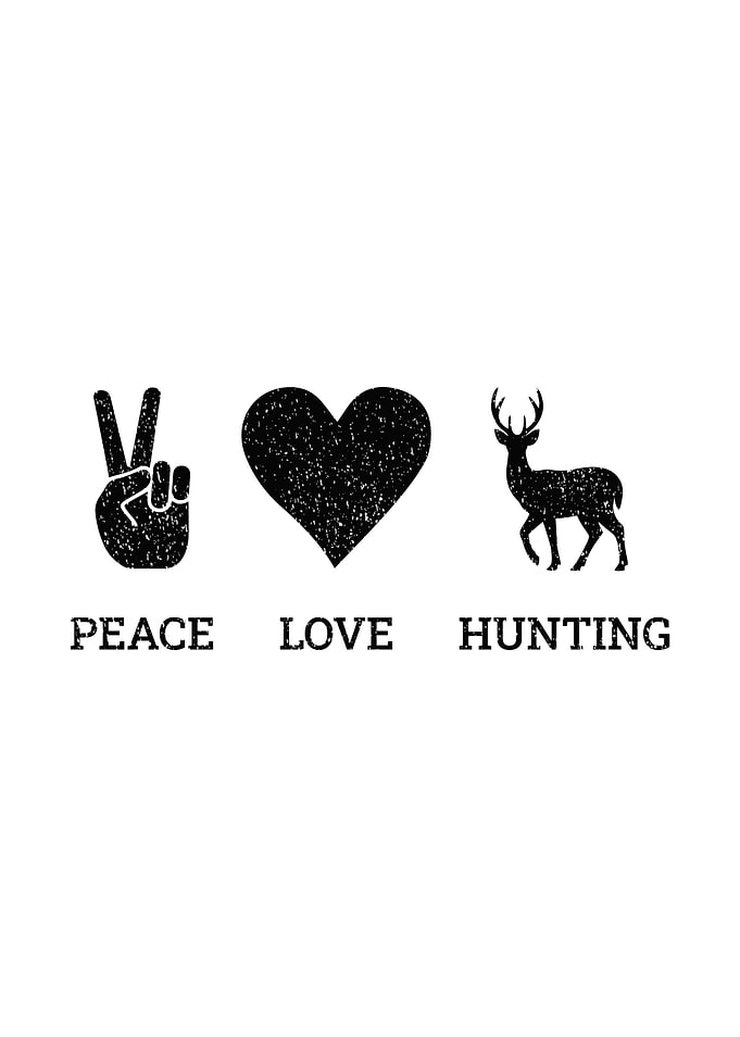 Deer hunting decor - 'Peace Love Hunting' hunter wall art for cabin and lodge walls