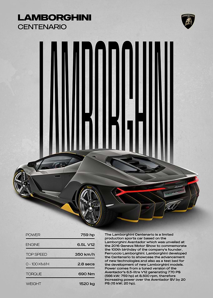 Lamborghini Centenario Poster