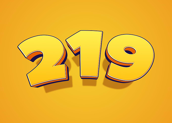 Yellow 3D Numbers 219
