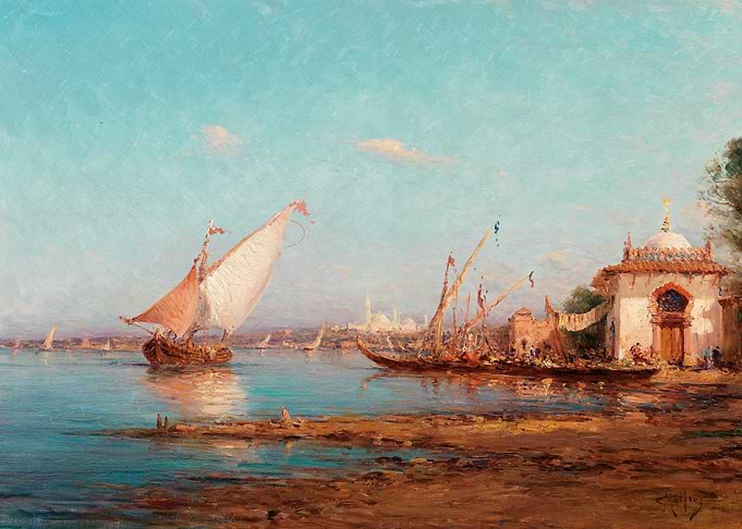 Boats on the Water with a Building
