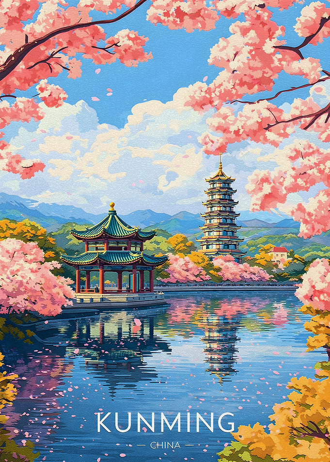 Kunming China Cherry Blossom Scenery