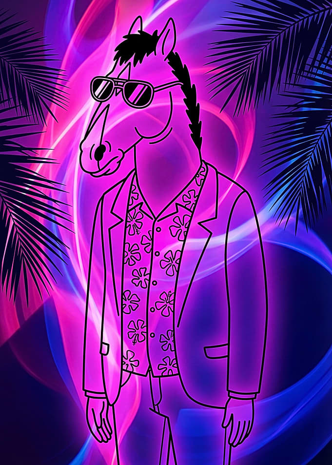 BoJack Horseman in Hawaiian Shirt and Blazer