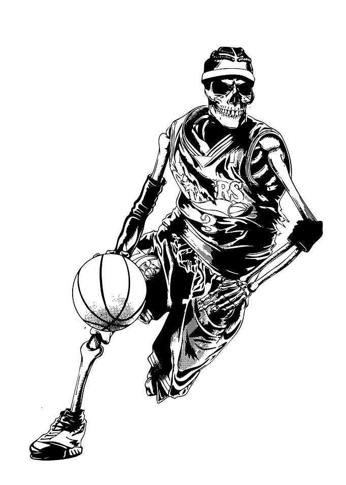 Skeleton Basketball Player Dribbling