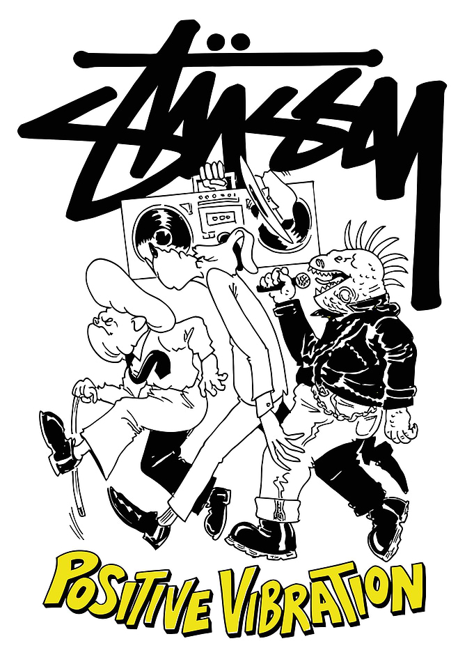 Stussy Positive Vibration Cartoon