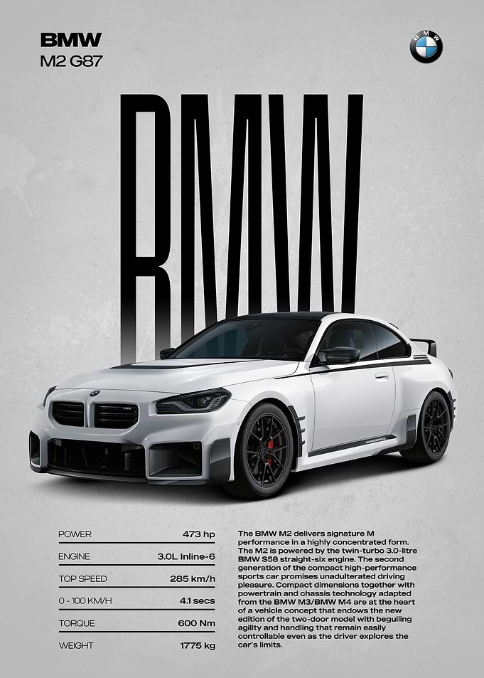BMW M2 G87 Car Poster
