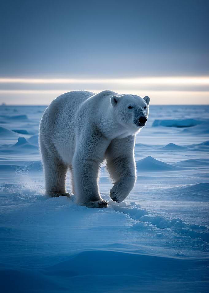 Polar Bear Walking on Ice