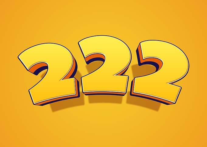 Yellow 3D Numbers 222
