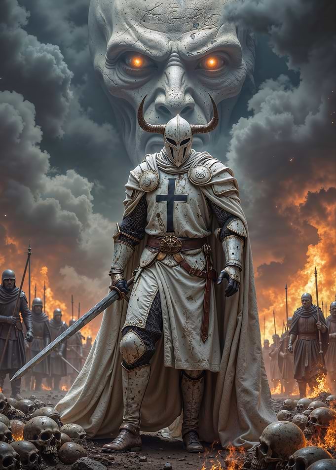 Medieval Knight facing a demonic entity