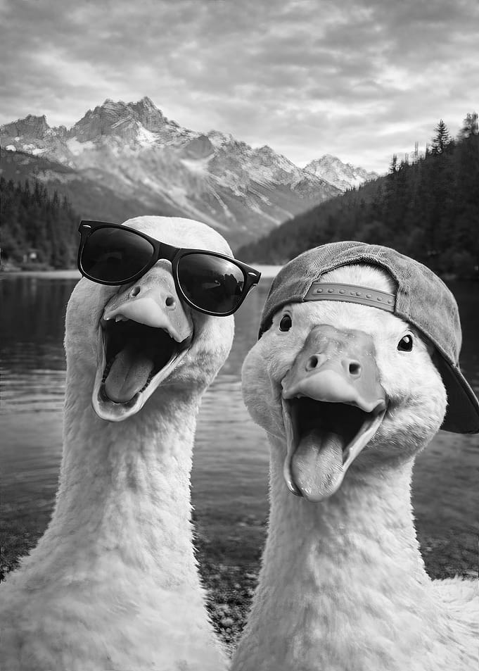 Two Geese Taking a Selfie