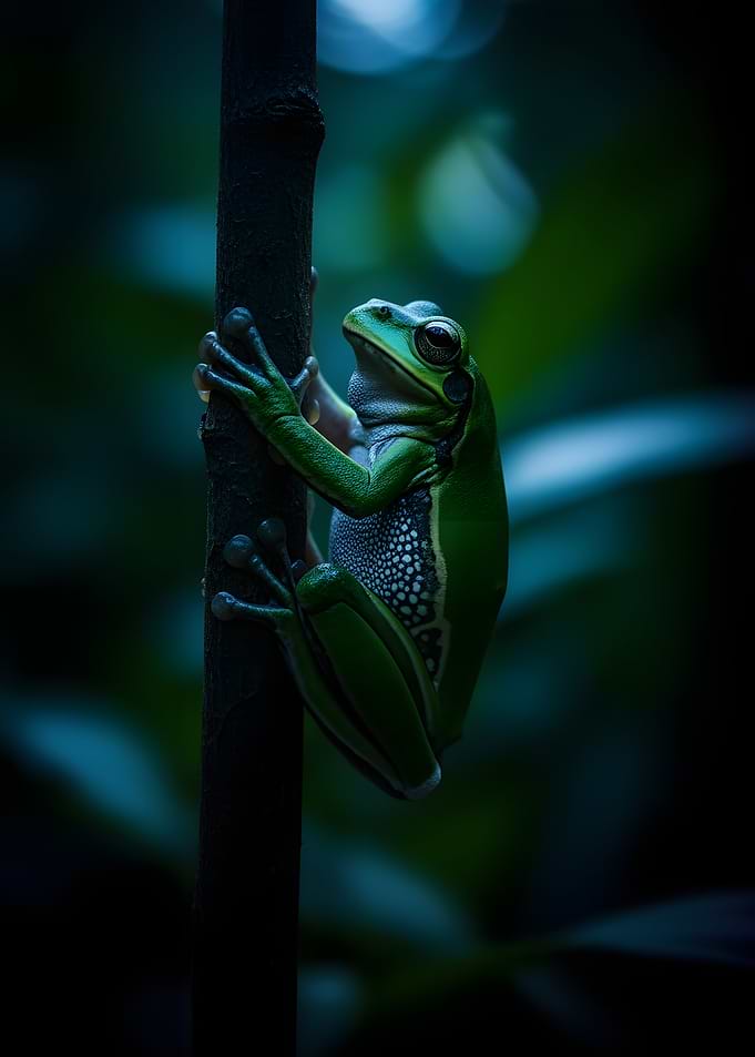 Green Tree Frog on Branch