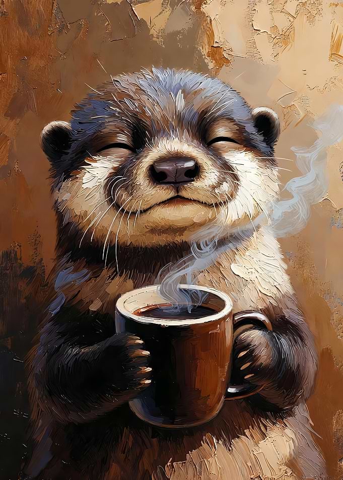 Otter Enjoying Coffee