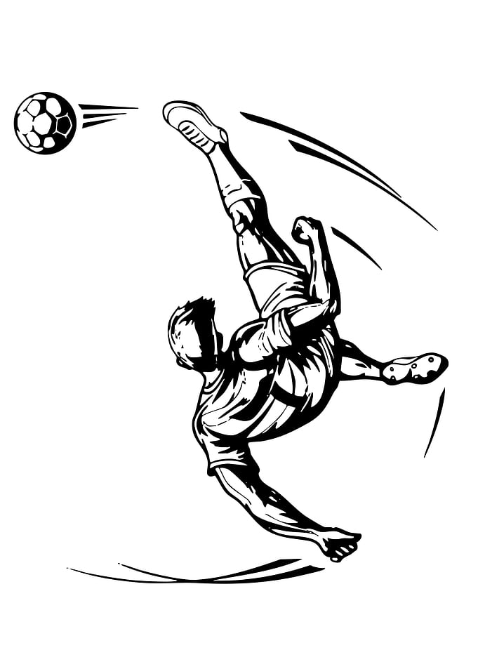Soccer player performing a bicycle kick