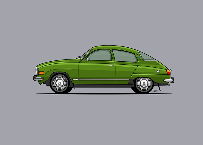 Saab 96 Side profile Illustration