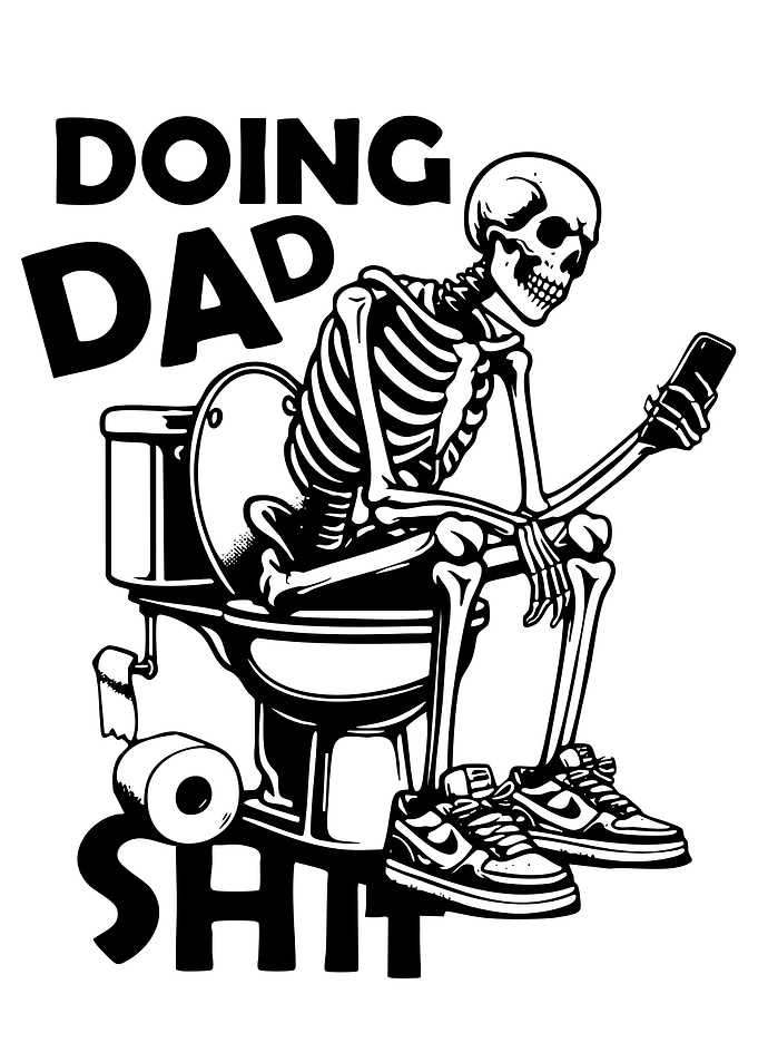 Skeleton Dad on Toilet