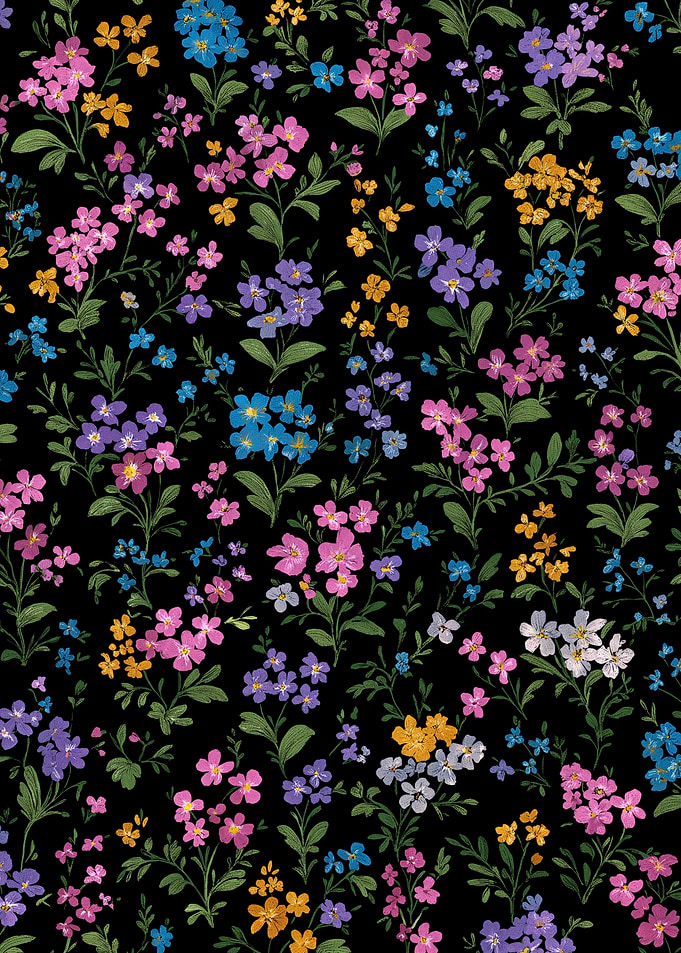 Black background floral pattern