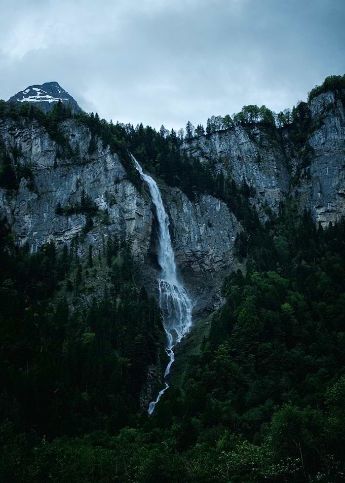 Majestic Waterfall Cascading Down a Mountain
