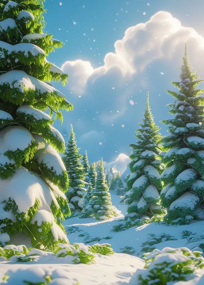 Snowy Pine Forest Landscape