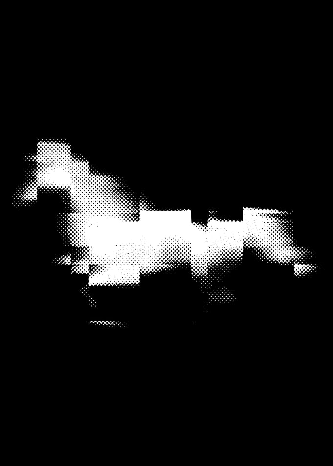 Abstract Horse Poster, Modern Halftone Horse Wall Art, Black White Contemporary Print