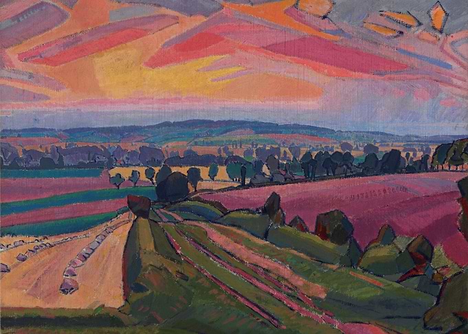 Vibrant Landscape Painting at Sunset