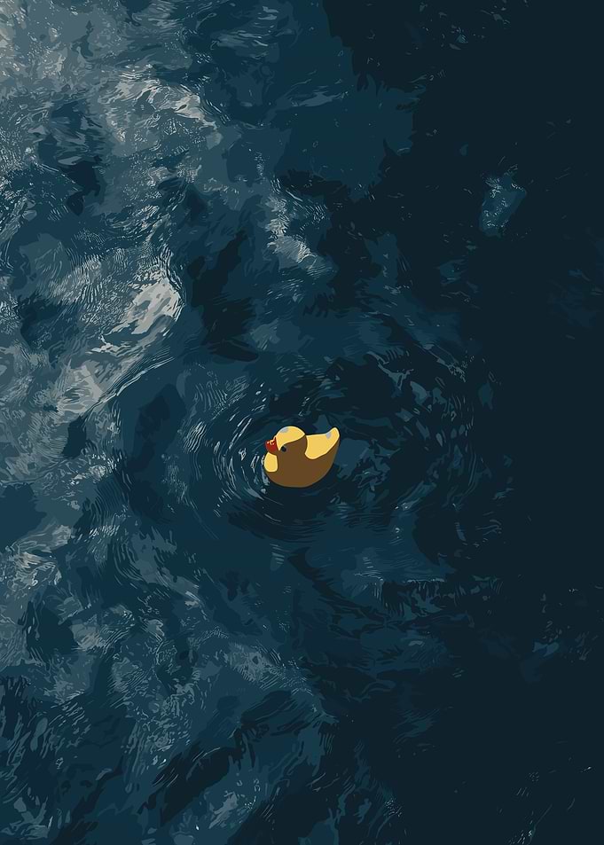 Rubber Duck Floating on Water
