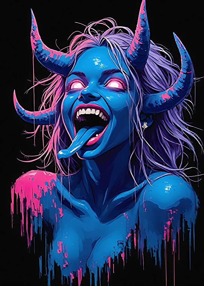 Blue Demon with Pink Accents