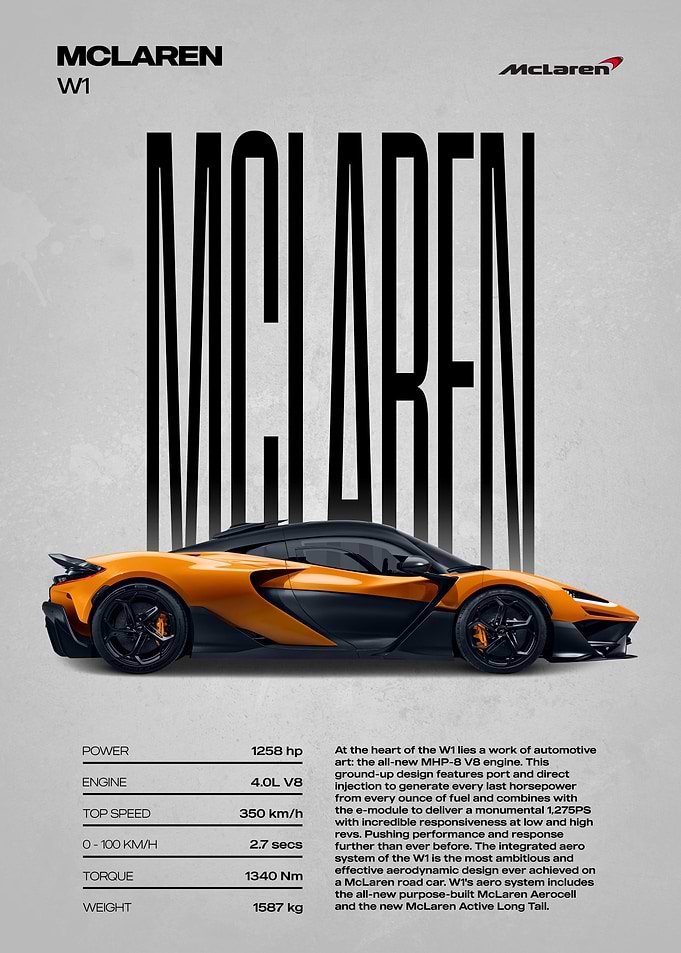 McLaren W1 Supercar Poster
