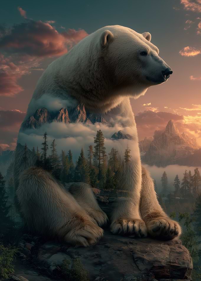 Polar Bear Double Exposure Landscape