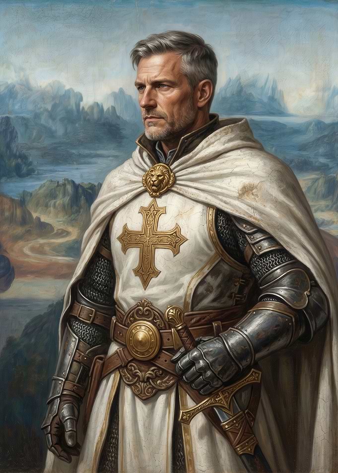 Knight in Armor with Lion Emblem
