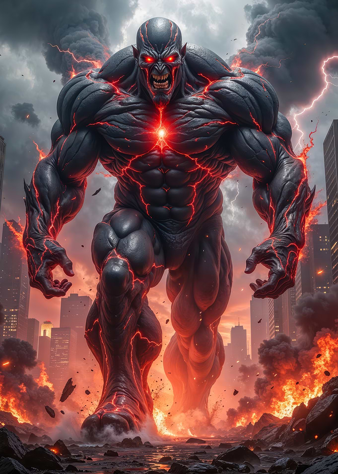Giant Demonic Monster in City