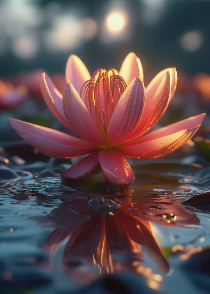 Pink Lotus Flower Reflection