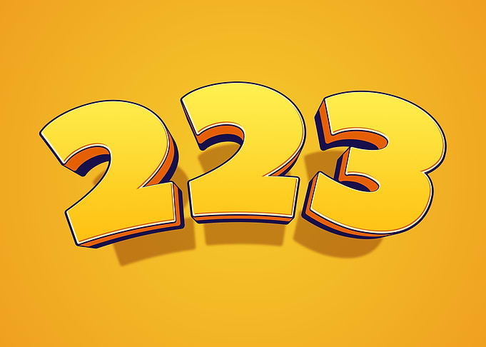 Yellow 3D Numbers 223
